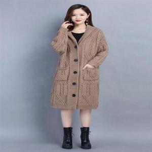 R4E 여성 후드 가디건 니트 가을겨울 꽈베기 롱 젠4