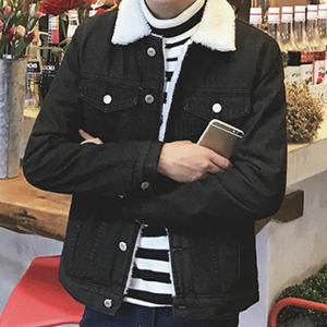 털청자켓 남성 데님 자켓 양털 카라 포인트 흑청자켓 (HJJ-WB2DA9C)