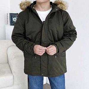 [엄지척]남성 2컬러 겨울 클래식 후드 포근털 탈부착 야상점퍼