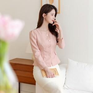 아벨리 트위드 핀턱 소매 페플럼 블라우스 빅사이즈 오피스룩 하객룩