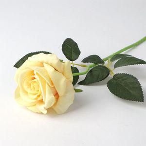 로즈가든 벨벳 장미 조화 옐로우 인조꽃 장식