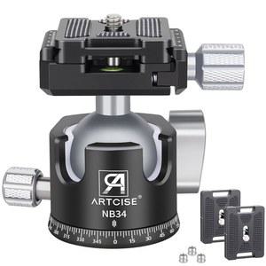 34mm 볼 로우 프로파일 삼각대 헤드, 아르카 스위스 퀵 릴리스 플레이트 2개 포함 전문가용 CNC 알루미늄 360 회전 파노라마 볼 헤드 DSLR 카메라 모노포드 캠코더 슬라이더 최대 적재량 33.1파운드 /15kg