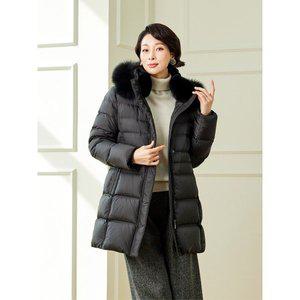 [Elegance Madam]줄리안 폭스후드 머스크렛 카라 구스다운 코트 K234CT01_P351032478