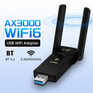 와이파이 원격 제어 6E AX3000M USB 어댑터 블루투스 5.2 USB3.0 트라이 밴드 2.4G 5G 6Ghz 6 무선 네트워
