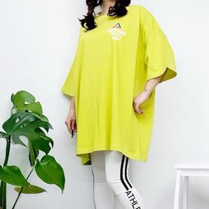 여자 박스핏 프린팅 라운드 롱 티셔츠 DMES-TSH-STS14351085