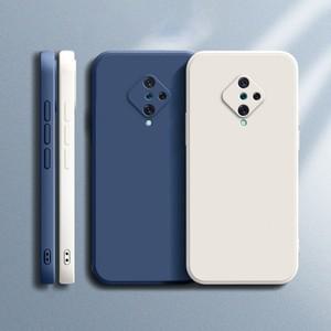 VIVO S1 Pro 코크 렌즈 보호  케이스 사각형 액체 실리콘 소프트 럭셔리 얇은 커버 충격 방지 Fundas