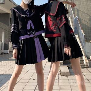 세라복 커플 일본 스타일 유니폼 코스프레 흑세라복