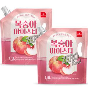 웰그린 스위츠 복숭아 아이스티 제로 1.5L X 2개 대용량 액상 에이드