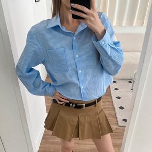 [다잇템] 여자 박시핏 마원단 크롭남방 주머니 셔츠