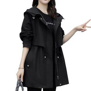 여성용 야구 점퍼 카고 트렌치코트 봄가을 빅사이즈 루즈핏 캐주얼 후드 재킷 KS3