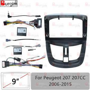 Burgim 자동차 안드로이드 라디오 프레임 푸조 207 2006-2015 9 인치 2DIN 근막 스테레오 패널 16PIN 하네