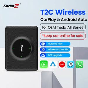 Carlinkit  CarPlay 동글 Tesla Model 3 Y X S Bluetooth Wifi 용 Android 자동  어댑터 Spotify Waze T2C