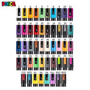 1pcs PC-5M Posca 페인트 마커 54 색상 1.8-2.5mm 중간 POSCA 펜 미술 용품 록 패브릭 세라믹