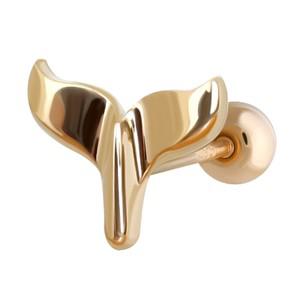 14K GOLD 고래 꼬리 행운 금 피어싱 귀걸이