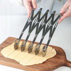 칼 반죽 롤링커터 제빵 페이스트리 원형 베이킹 스테인레스 수동 롤러 비스킷 간격