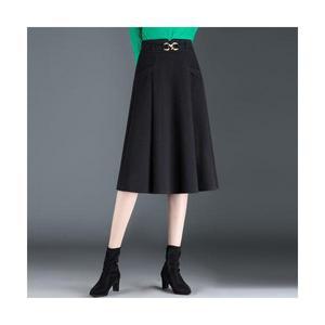 포뇨 여성 롱 하이웨이스트 모직 A라인 우산 스커트 OPH3