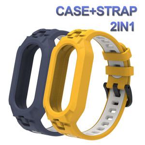 Xiaomi Mi Band 9 8 7 6 5 보호 케이스 용 2IN1 실리콘 스포츠 스트랩 Xiaomi Mi Band9 MiBand9 팔찌 용 Sm