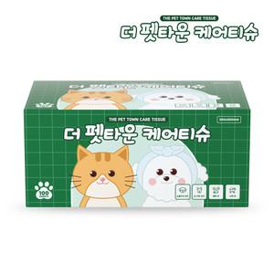 더 펫타운 케어티슈 100매 1개 발려동물 전용티슈