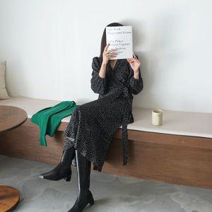 [하프클럽/하늘바라기]루니 도트 랩 롱 원피스