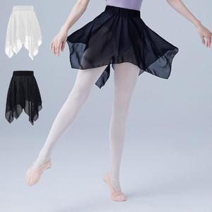 여성 발레 필라테스 밴딩 플레어 쉬폰 미니 스커트