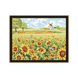 DIY 그리기 페인팅 명화 해바라기와풍차 40X50퍼즐 그림 사진액자 인테리어소품 와풍차