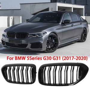 자동차 그릴망 튜닝 BMW 호환 5 시리즈 M5 G30 G31 G38 520i 530i 540i - 2-Slat 앞 범퍼 그릴 용 광택 검