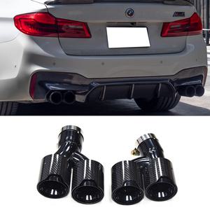 배기음튜닝 머플러 BMW 호환 G30 G31 535i 528i 530i M5 용 쿼드 카 배기 팁 탄소 섬유 노즐 테일 파이프