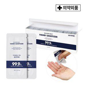 [맨허스트] 에탄올70% 의약외품 개별포장 일회용손소독제 2ml 100매입