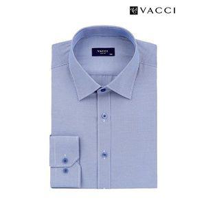 [바찌] 면혼방 스몰체크 슬리브 포인트 슬림핏 긴소매 셔츠 블루 VD1N3PS541B0_P375340006