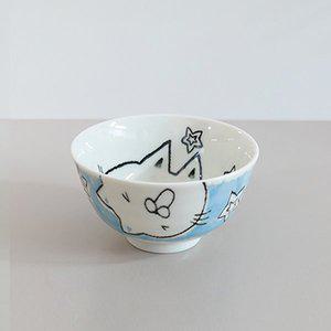 [기타]나고미 캐릭터 고양이 공기 밥그릇 일본 도자기 식기