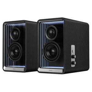 65W GaN 고속 충전기 기능이 있는 Edifier QR65 액티브 모니터 스피커, 고해상도 24비트 무선 오디오, 서브우퍼 아웃 및 조명 효과가 있는 70W RMS 블루투스 컴퓨터 스피커(블랙)