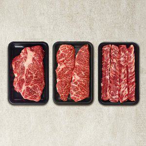 [바라던]냉장 소고기 3종 600g C타입(소등심.살치.소갈비살)/전용 패키지포장