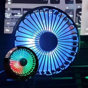차량용 선풍기 자동회전 송풍구 거치 LED 조명 USB 써큘레이터 시원한 에어컨