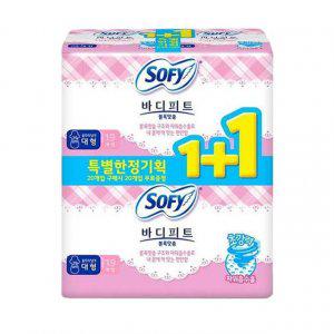 쏘피 바디피트 볼록맞춤 날개 대형 생리대 19+19입