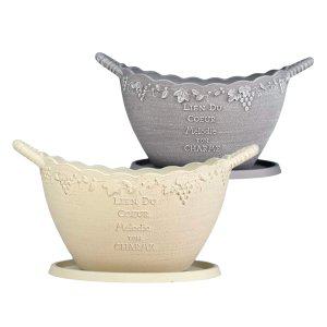 피클레온 바스킷스타일 타원 화분 포도무늬 33x17cm