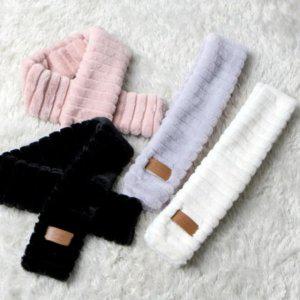 6색 방한 가로패턴 스타일 털목도리 겨울목도리 고리