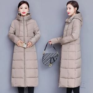 특대 5xl 눈 방풍 착용 슬림 후드 롱 파카 겨울 우아한 오버코트 솔리드 한국 코튼 자켓 따뜻한 패딩 코트
