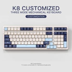 K8 100 키 무선 기계식 키보드 트라이 모드 연결, 풀 키 핫 스왑, 조명 효과, 가스켓 머플러 구조, 노트북