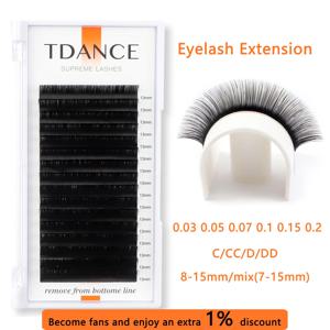 TDANCE 속눈썹 연장 16Rows 한국 PBT C/CC/D/DD 개별 용품 전문 천연 가짜 밍크 러시아어 볼륨 속눈썹