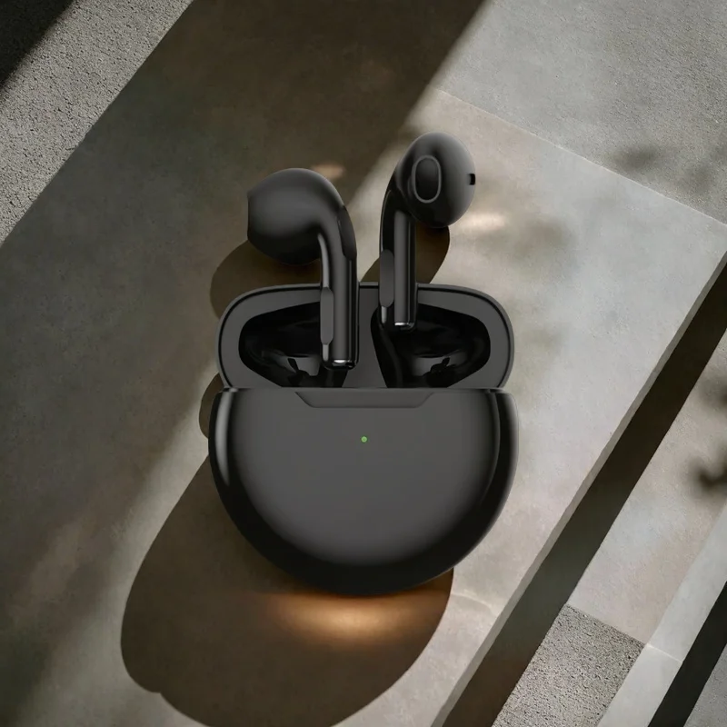 iPhone용 Pro 6 TWS Bluetooth 이어폰 무선 Bluetooth 헤드셋 마이크가 포함된 소음 차단 이어버드 Pro6 무선 헤드폰