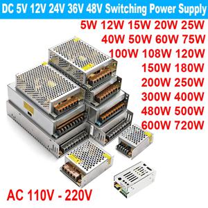 스위칭 12V 볼트 DC 전원 공급 장치 SMPS 5V 24V 36V 48V 100W 200W 300W 400W 500W 600W 700W 110V AC 220V ~ 12V 1A 2A 3A 5A 10A