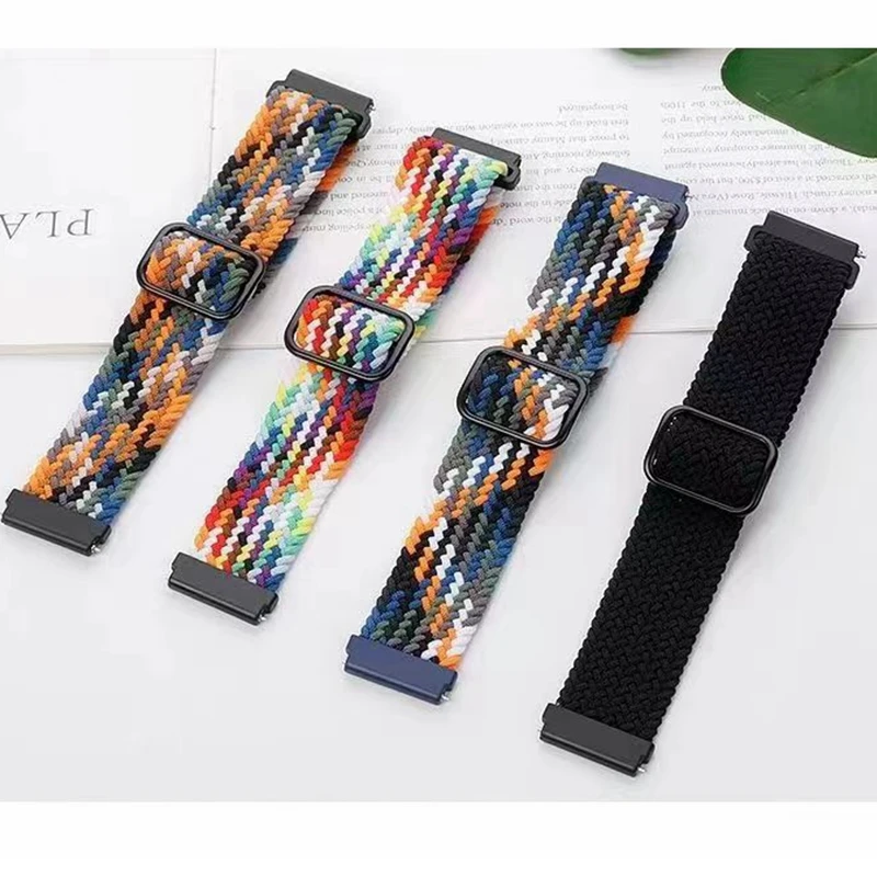 18mm 20mm 22mm 범용 시계 밴드 Samung/Huawei/Garmin 스마트 시계 용 조절 가능한 땋은 탄성 퀵 릴리스 손목 벨트