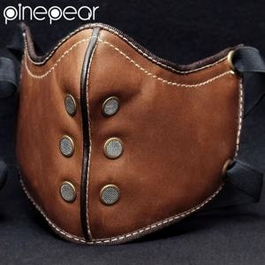 PinePear 2025 레트로 패션 펑크 가죽 마스크, 오토바이 바이커 하프 페이스 마스크, 방진 스포츠 마스크, 얼굴 라이딩 야외 마스크