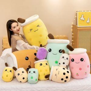 22-70cm 거대한 크기 버블 티 플러시ies Squishy Milk Tea Boba 베개 Peluche 아이스크림 과일 주스 음료 병 소품 장식 선물