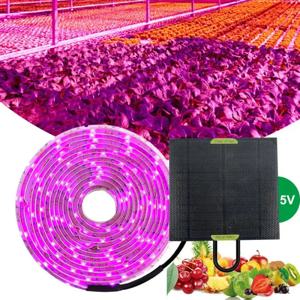 20W 2835 LED 태양 전지 패널 LED 전체 스펙트럼 성장 조명 스트립 식물 온실 수경 재배용, 5V