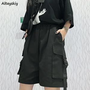 무릎 길이 카고 반바지 여성 BF 커플 넓은 다리 Cool Ins Empire Tooling 빈티지 포켓 streetwear S-4XL All Match Loose Chic