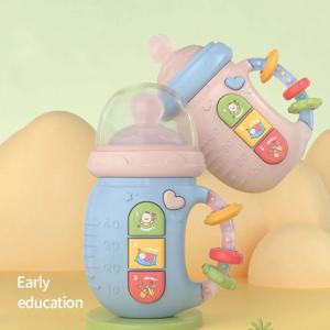 아기 뮤지컬 먹이 병 젖꼭지 신생아 부드러운 Teether 딸랑이 교육 장난감 모바일 딸랑이 장난감 0-12M 진정 보컬 음악