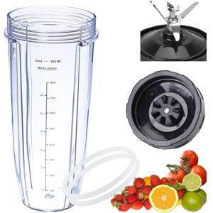 Nutri Ninja 블렌더와 호환되는 교체용 7 핀 수 블레이드 및 32온스 블렌더 컵 [4인치 수 7 핀 블레이드]