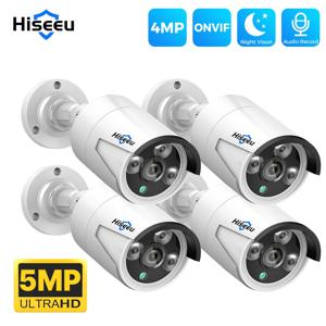 Hiseeu 4MP 5MP POE IP CCTV 카메라 ONVIF 오디오 H.265 비디오 방수 야외 유선 감시 보안 총알 카메라