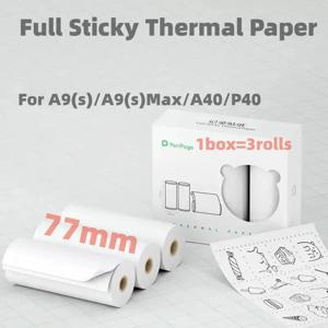 Peripage A9SMAX 감열지 라벨 용지, A9, A9S, A9SMAX, P40, A40, 3 롤, 1 박스, 56 ~ 107mm, 10 년 용지